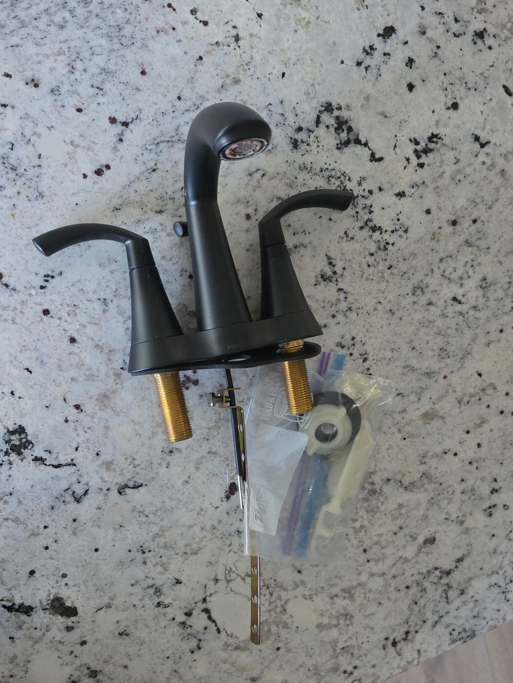 Matte Black Two-Handle Bathroom Faucet with Pop-Up Rod MOEN
